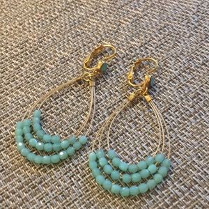 Gold and aqua earrings
